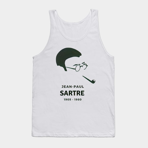 Jean-Paul Sartre Tank Top by Artemis Art House